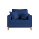 Ver imagem 4 de Kit 2 Poltronas Beny para Recepção com 2 Almofadas Veludo Azul Base em Madeira Maciça