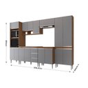 Ver imagem 2 de Cozinha Modulada Athena 6 Peças 2 Balcões 2 Armários Torre Quente e Paneleiro Cinza/Freijó