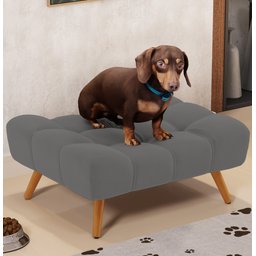 Puff Pet Cama Estofada para Cachorro Sofia L02 Suede Cinza - Inoviza - 2