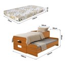 Ver imagem 4 de Bicama Solteiro Elis com 2 Colchões e Cama Auxiliar de Apoio Puxável para Quarto Infantil - Nature