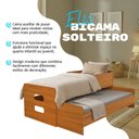 Ver imagem 3 de Bicama Solteiro Elis com 2 Colchões e Cama Auxiliar de Apoio Puxável para Quarto Infantil - Nature