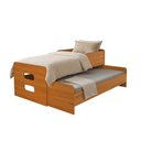 Ver imagem 5 de Bicama Solteiro Elis com 2 Colchões e Cama Auxiliar de Apoio Puxável para Quarto Infantil - Nature