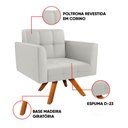 Ver imagem 3 de Poltrona Sala Decorativa Elisa Base Giratória Castanho Mm30 Sintético Cinza D03 - D’Rossi