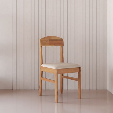 Cadeira de Jantar Capri em Madeira Maciça Design Ergonômico - Amêndoa