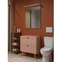 Ver imagem 1 de Gabinete para Banheiro com Tampo e Espelho com LED 80cm Retro MDF Rosa Milano - On Móveis