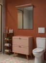 Ver imagem 1 de Gabinete para Banheiro com Tampo e Espelho com LED 80cm Retro MDF Rosa Milano - On Móveis