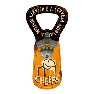 Placa Temática de Cerveja Cheers com Abridor de Garrafa 12x25cm MDF - Wp Connect