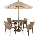 Ver imagem 1 de Combo 4 Cadeiras Fibra E Mesa Marrom Com Bege