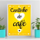 Ver imagem 2 de Quadro Cantinho Do Café Amarelo 24x18cm - com vidro:Madeira branca