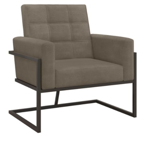 Poltrona para Sala de Espera Recepção Clinica Base de Ferro Tecido Corano Premium Suporta 150kg
