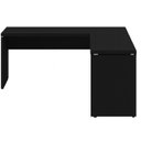 Ver mais imagens de Mesa em L Pé Painel (Mesa 1,70m + Mesa Auxiliar) - c/ Gavetas - Preto / Preto - 26015