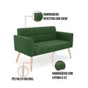 Ver imagem 7 de Kit 1 Sofá Namoradeira e 1 Poltrona Elisa Suede Verde Pés Palito Natural - D'Rossi
