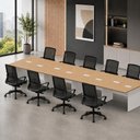 Ver imagem 1 de Mesa Estação de Trabalho 4,80 m X 1,20 m 8 Lugares Pés Painel F5 Office Cor:Macadâmia com Branco