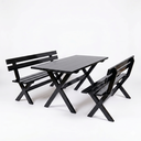 Ver imagem 2 de Mesa para Área Externa com 2 Bancos Madeira Maciça 200cm Kit Churrasco Yescasa Preto