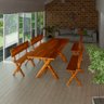Conjunto Rústico de Mesa 2,2m e 4 Bancos Madeira Maciça Pinus - 4