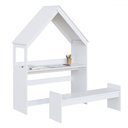 Ver imagem 1 de Mesa Infantil Casinha Montessoriana com Banco 100% Mdf Branco Brilho - Móveis Peroba