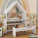 Ver imagem 2 de Mesa Infantil Casinha Montessoriana com Banco 100% Mdf Branco Brilho - Móveis Peroba