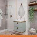 Ver imagem 2 de Gabinete para Banheiro 60cm 100% Mdf 1 Gaveta 1 Porta Basculante Milano Mgm Móveis Pistache/freijo