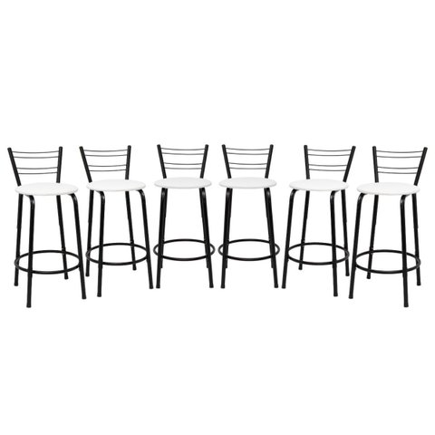 Kit 6 Banquetas para Bancada Flórida Preta 60cm Cozinha Gourmet Balcão Ilha Piscina Área de Lazer
