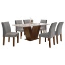 Ver imagem 3 de Conjunto Sala de Jantar Mesa 160x80cm Tampo MDF/Vidro com 6 Cadeiras Espanha Yescasa