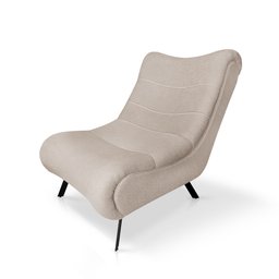 Poltrona Decorativa Nathy para Sala Quarto com Pés em Aço Preto Bouclé Bege Bz Home Decor - 2