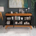 Ver mais imagens de Buffet Aparador 3 Portas Ripado Bahamas 136cm - Via Nossa - Preto e Cedro