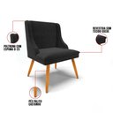 Ver imagem 3 de Kit 8 Cadeiras Estofadas para Sala de Jantar Pés Palito Lia Suede Preto - Ibiza