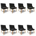 Ver imagem 1 de Kit 8 Cadeiras Estofadas para Sala de Jantar Pés Palito Lia Suede Preto - Ibiza
