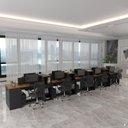 Ver imagem 7 de Estação de Trabalho 10 Lugares Office Smart 10 Mesas 8 Armários 1 Aparador - Preto e Cedro