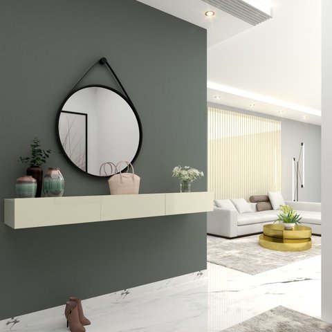 Aparador Suspenso Nicho Sala 3 Gavetas 202 Nobre Off White - Rede Móveis