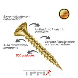 Parafuso Chipboard Philips para Madeira 3,5x40 Mm Caixa 500 Un. - 2