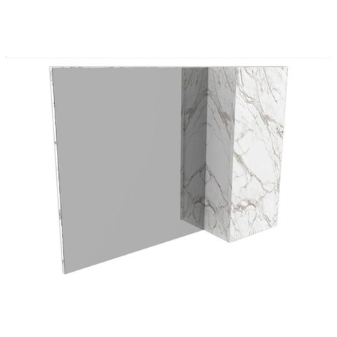 Armário de Banheiro C-espelho Suspenso Bn3602 1 Porta 80cm Cor Mármore Branco - Tecno Mobili