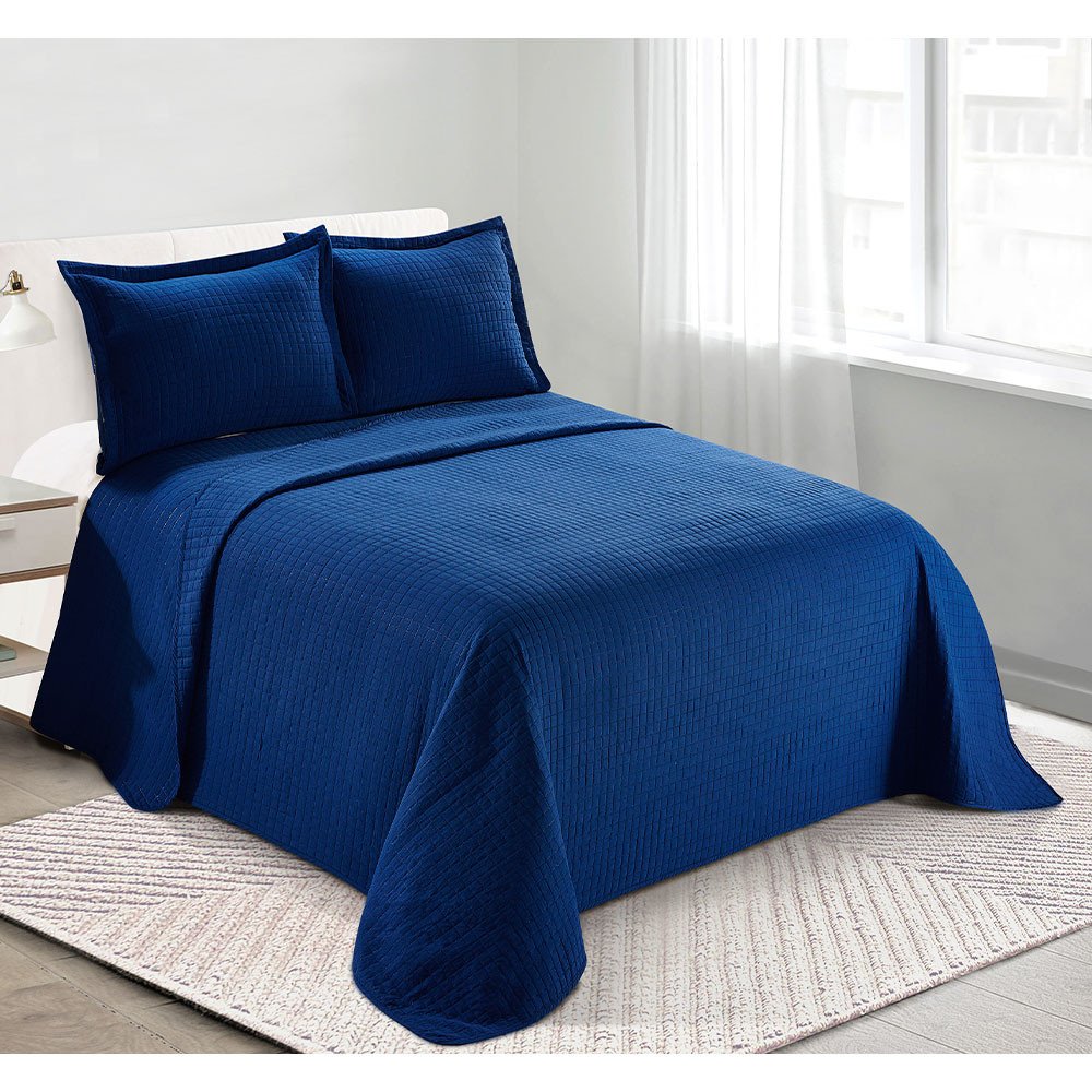 Colcha King 100% Poliéster 260X280 Loft Camesa Azul | MadeiraMadeira