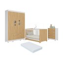 Ver imagem 1 de Quarto de Bebê Completo Berço Americano 3 em 1 Colchão Bombom Multimóveis Mp4634 Branco/
