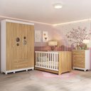 Ver imagem 2 de Quarto de Bebê Completo Berço Americano 3 em 1 Colchão Bombom Multimóveis Mp4634 Branco/