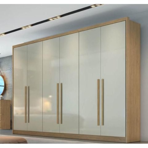 Guarda Roupa Casal 100% Mdf 6 Portas 8 Gavetas - Robust -cumaru/fendi - Móveis Novo Horizonte
