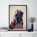 Ver imagem 2 de Quadro Bulldog Francês Rock 45x34cm - com vidro:Madeira branca