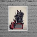Ver imagem 1 de Quadro Bulldog Francês Rock 45x34cm - com vidro:Madeira branca