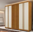 Ver imagem 1 de Guarda Roupa Casal 6 Portas 6 Gavetas Ripado 273cm Moscou Cinamomo/Off White - Benetil