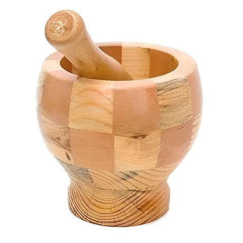 Pilão e Amassador em Bambu Resistente Alho, Sal e Pimenta