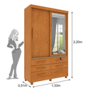 Ver imagem 2 de Guarda Roupa Chicago 2 Portas com Espelho e Pés Móveis Tcil