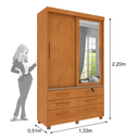 Ver imagem 2 de Guarda Roupa Chicago 2 Portas com Espelho e Pés Móveis Tcil