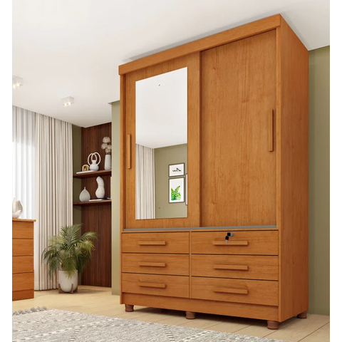 Guarda Roupa Chicago 2 Portas com Espelho e Pés Móveis Tcil