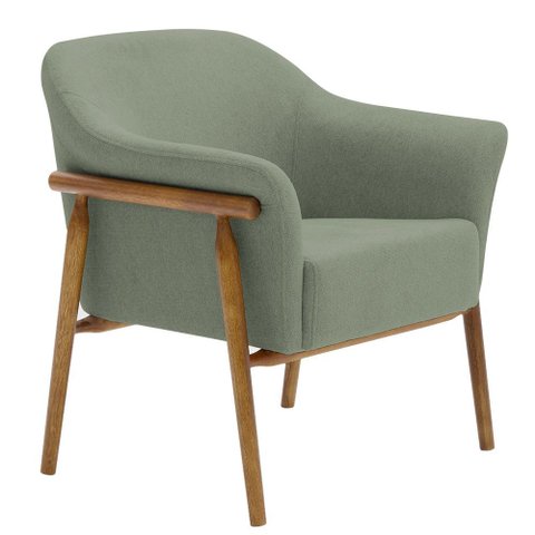 Poltrona Sala de Estar Luna Base Madeira Castanho Poliéster Verde - Nexta Casa
