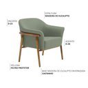 Ver imagem 3 de Poltrona Sala de Estar Luna Base Madeira Castanho Poliéster Verde - Nexta Casa