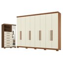 Ver imagem 1 de Guarda Roupa Casal 8 Portas 4 Gavetas Master New com Pés e Cômoda Marabá com Espelho e Pés