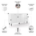 Ver imagem 3 de Balcão para Pia 150cm sem Tampo Pérola Z34 Branco - Mpozenato