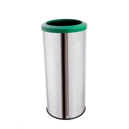 Lixeira Grande Inox Aro Esmaltado 50 Litros Cesto De Lixo - Verde - 1