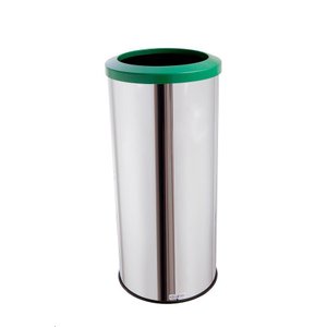 Lixeira Grande Inox Aro Esmaltado 50 Litros Cesto De Lixo - Verde