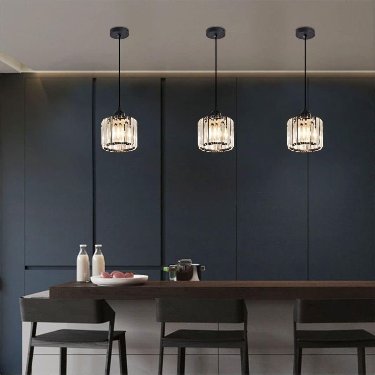 Luminária Lustre Pendente Teto 13cm Cristal Metal Gimpo Kjdd-e-001 Cor:preto - 12